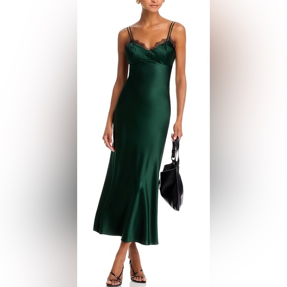 Veronica Beard Dresses & Skirts - Veronica Beard Bixie Emerald Slip Midi Dress with Lace Trim